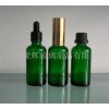 30ml綠色玻璃圓柱精油瓶配黑色塑料防盜蓋配噴頭膠頭滴管